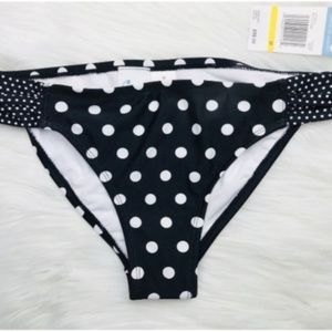 Polka Dot Striped Bikini Bottom Side Tab